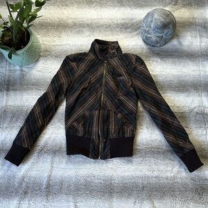 Brown Plaid Fusion Denim Jacket